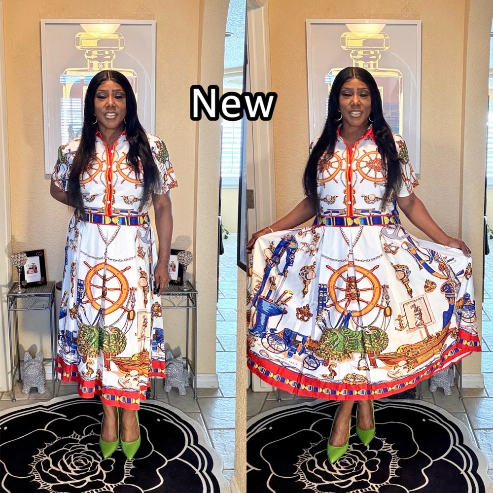 Colorful Nautical Print Midi Dress - Picture 6 of 16